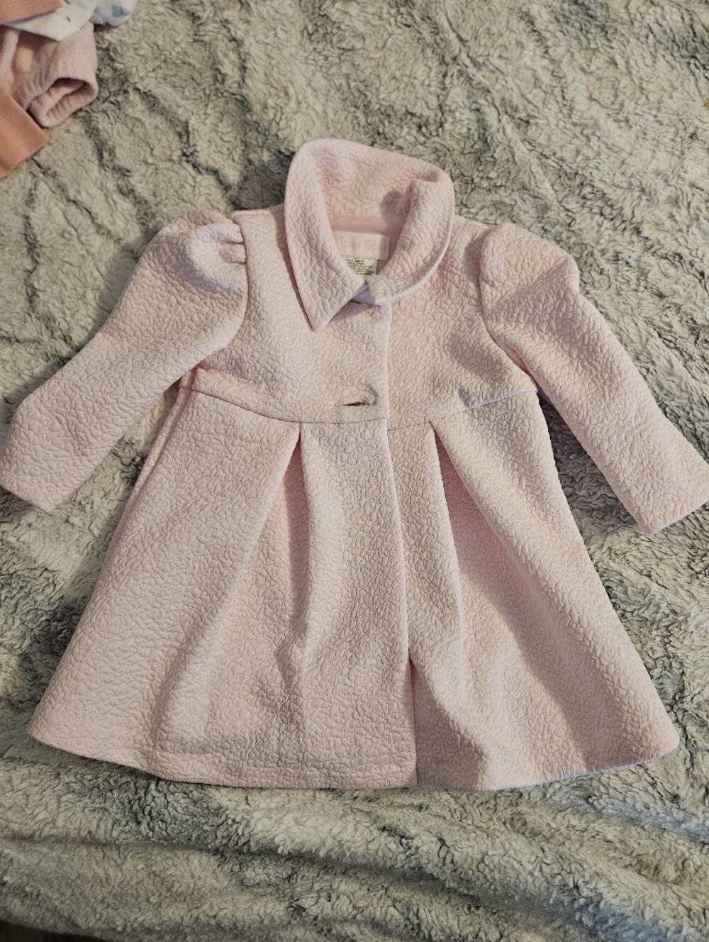 Classic Pink Textured Girls' Coat